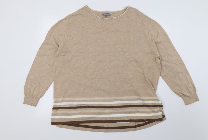 Principles Womens Beige Striped Knit Pullover Jumper Size 18