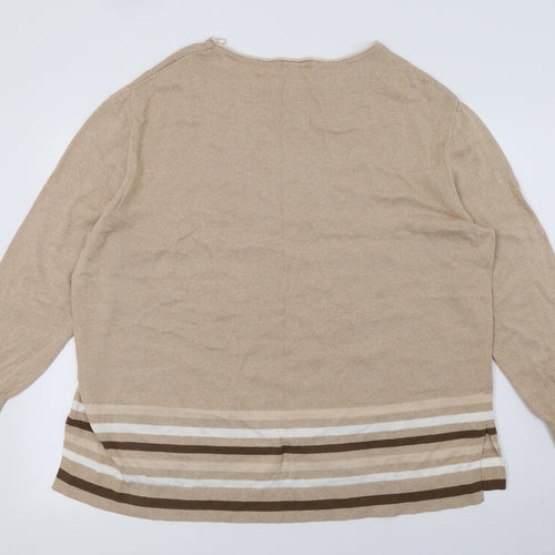 Principles Womens Beige Striped Knit Pullover Jumper Size 18