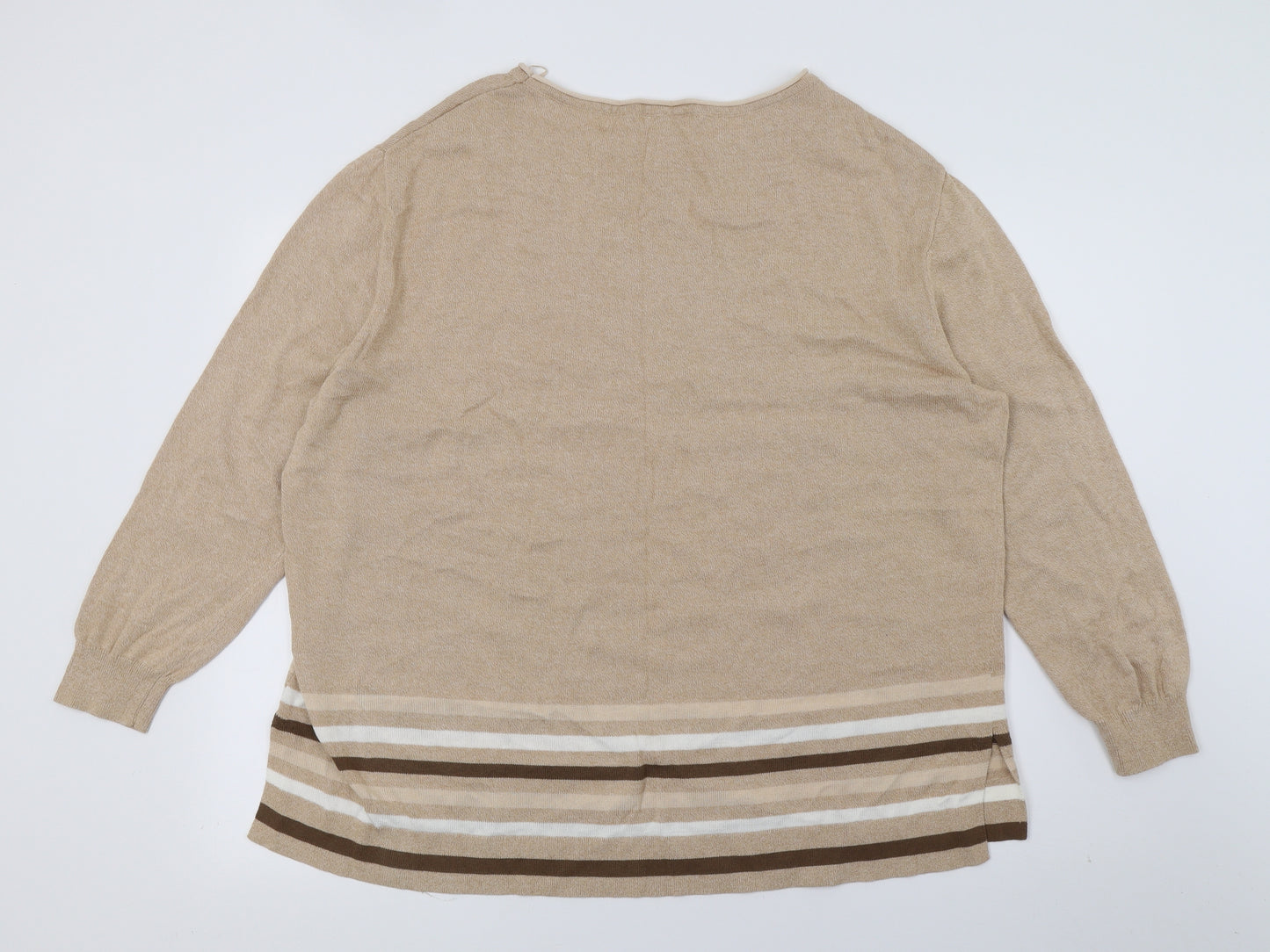 Principles Womens Beige Striped Knit Pullover Jumper Size 18