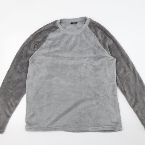 Avenue Mens Grey Solid Microfibre  Pyjama Top Size L
