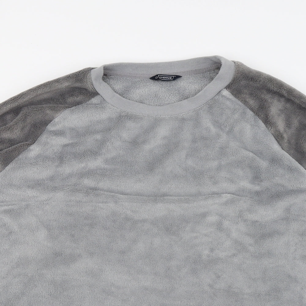 Avenue Mens Grey Solid Microfibre  Pyjama Top Size L