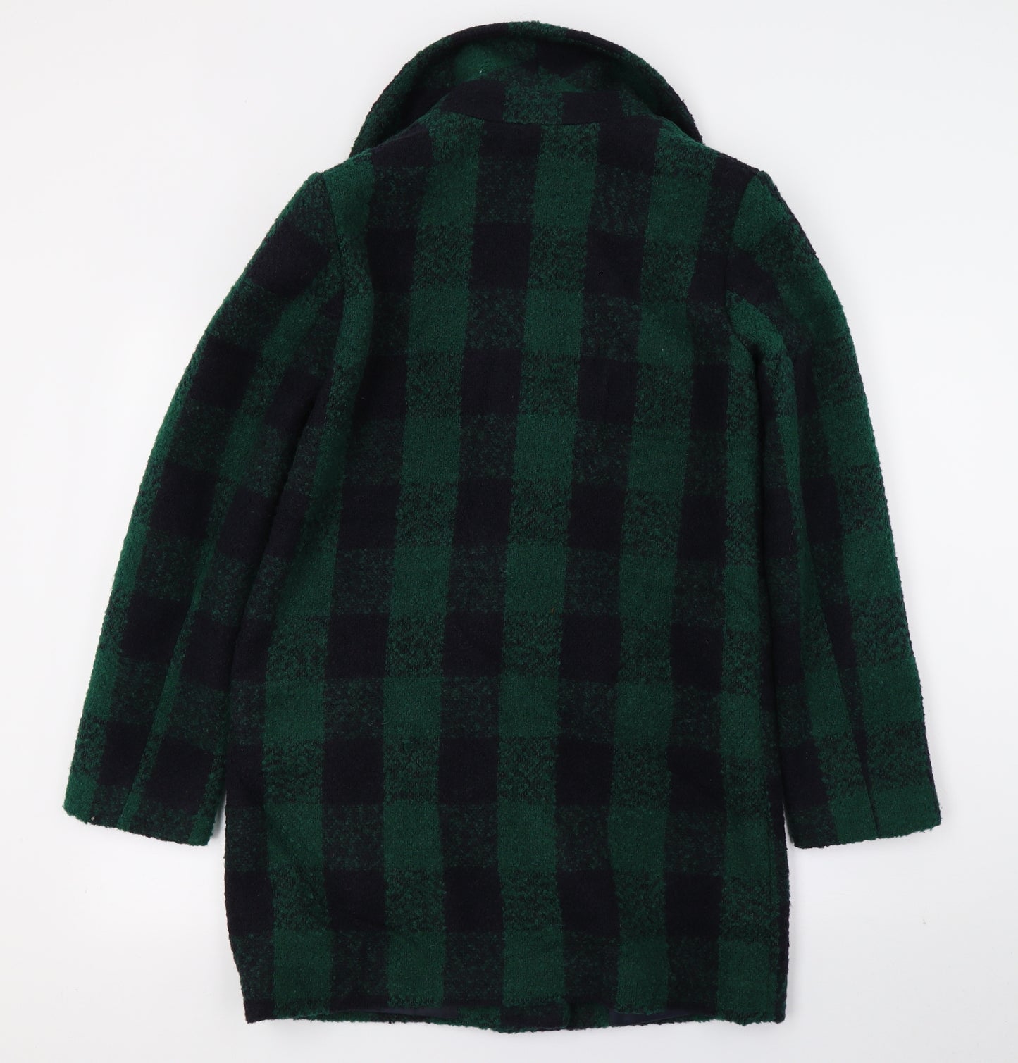 Primark Womens Green Check  Overcoat Coat Size 6