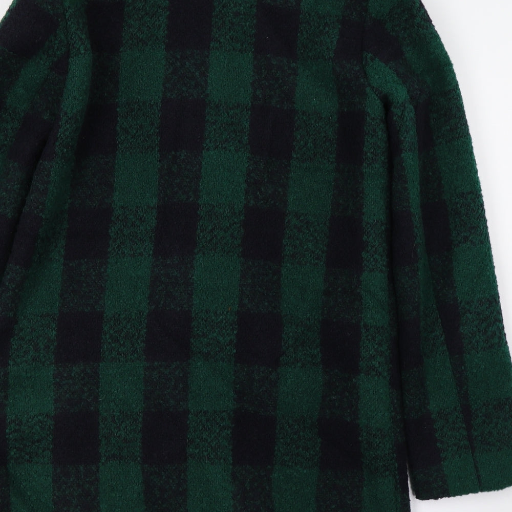 Primark Womens Green Check  Overcoat Coat Size 6