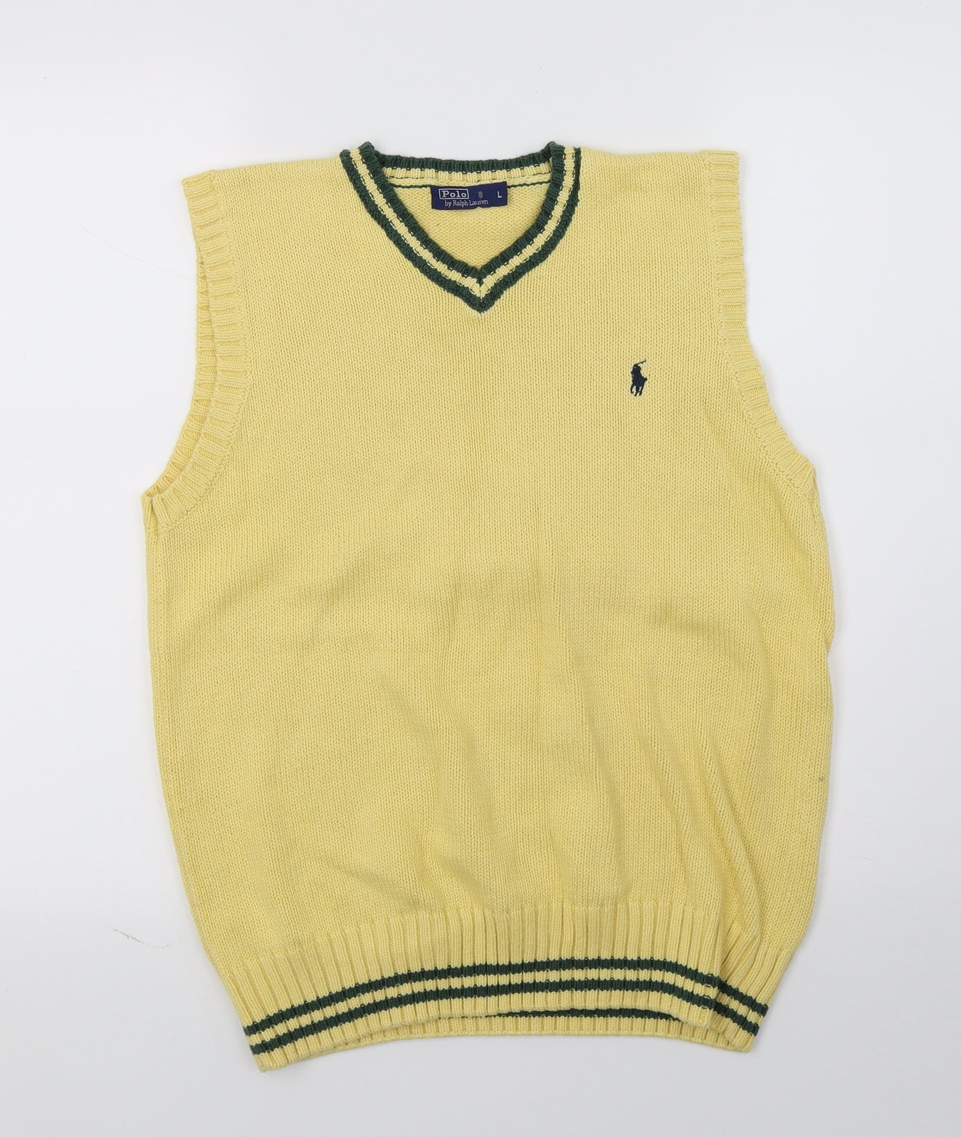 Polo Ralph Lauren Mens Yellow  Knit Pullover Jumper Size L