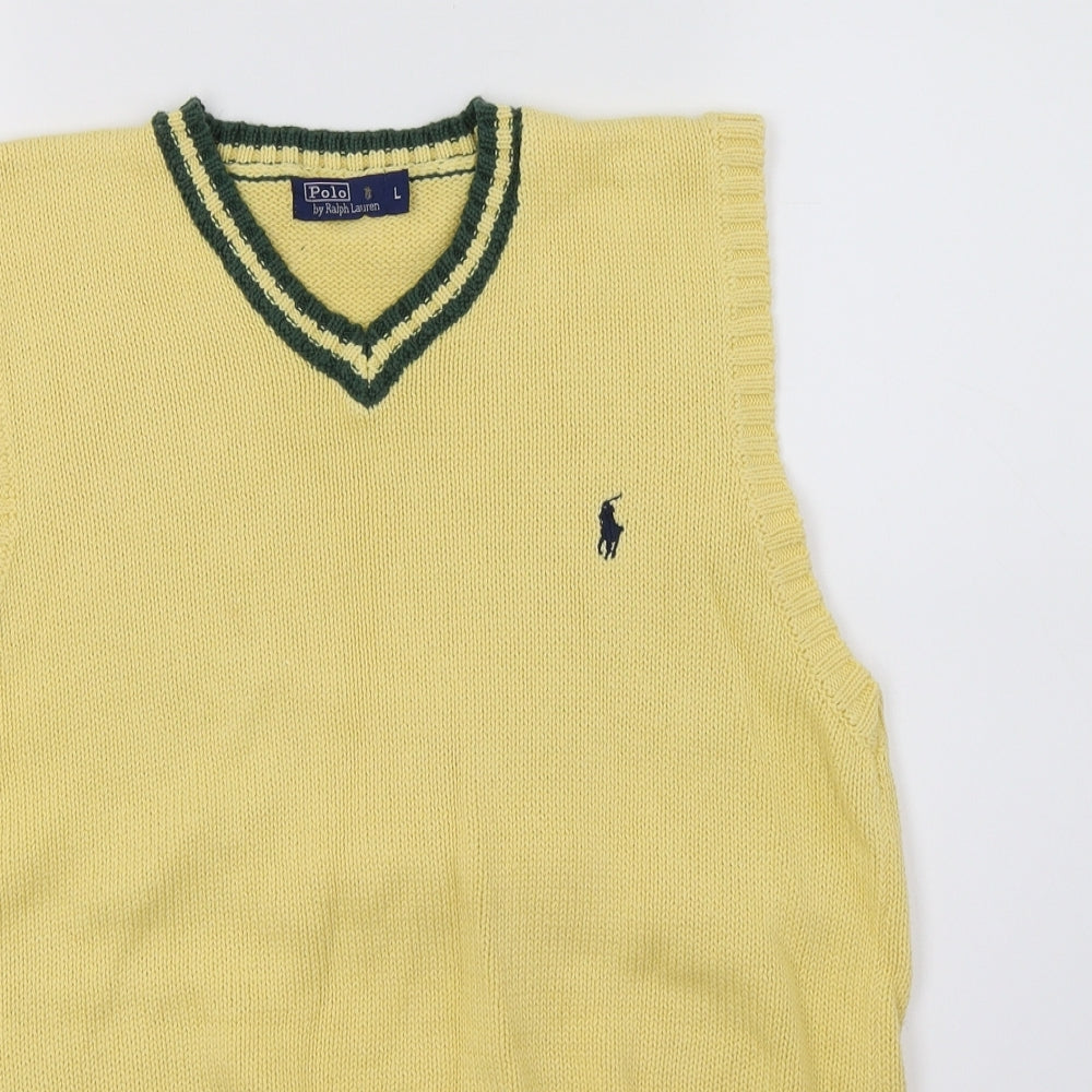 Polo Ralph Lauren Mens Yellow  Knit Pullover Jumper Size L