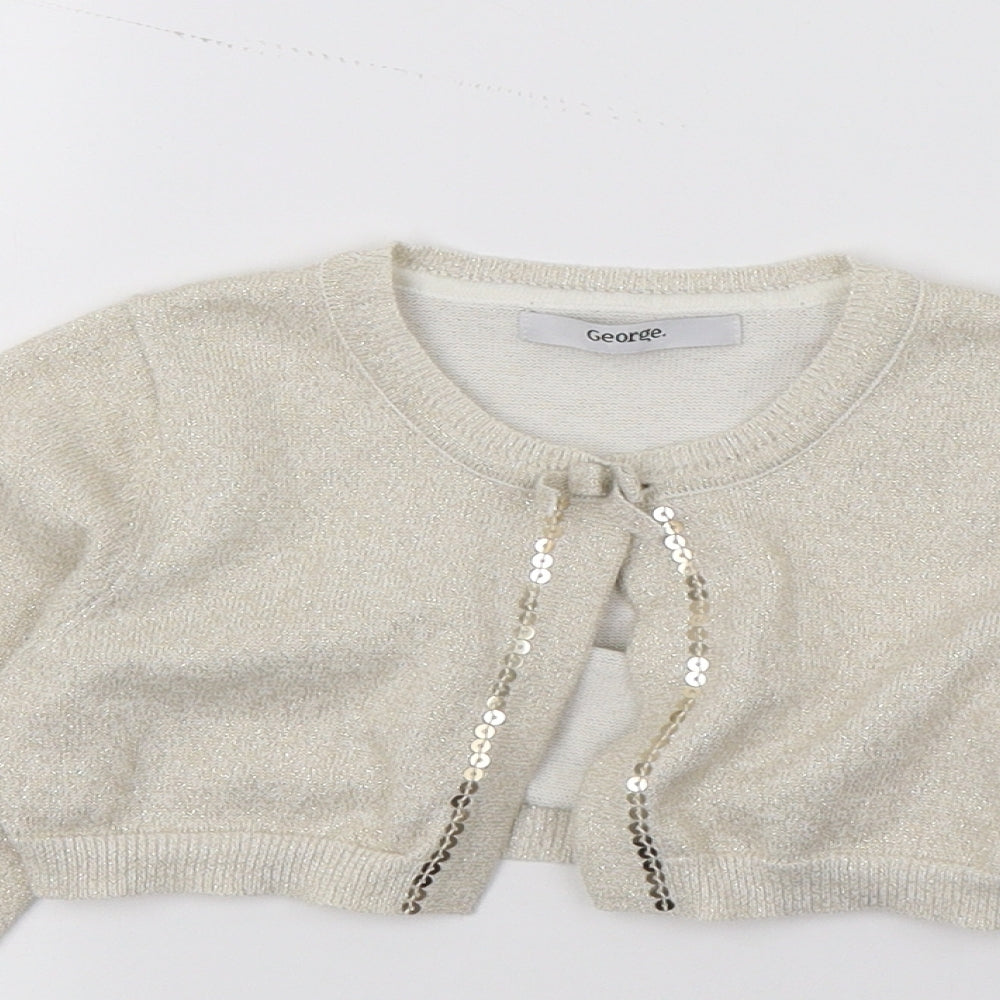 George Girls Ivory  Knit Cardigan Jumper Size 5-6 Years