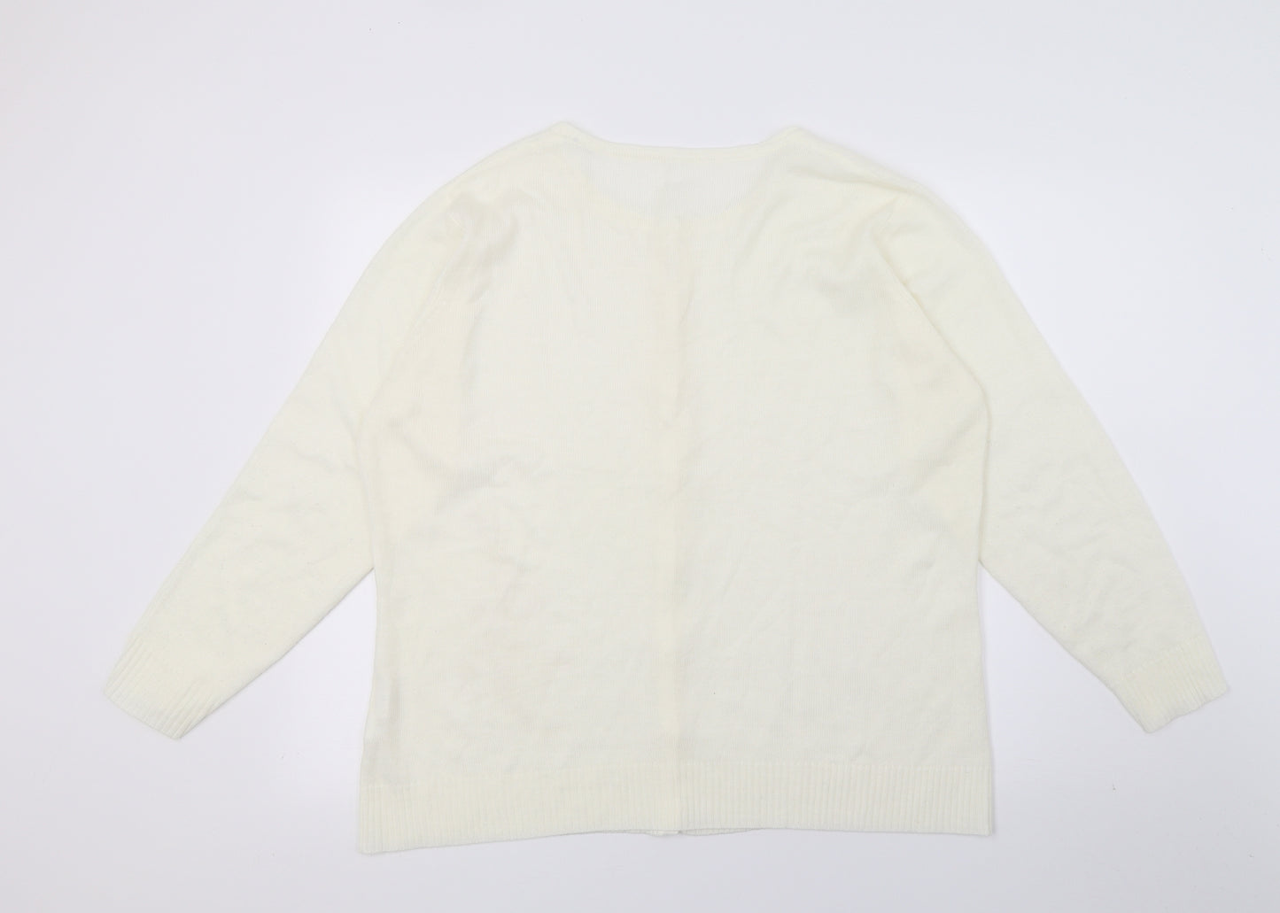 Preworn Womens Ivory  Knit Cardigan Jumper Size M