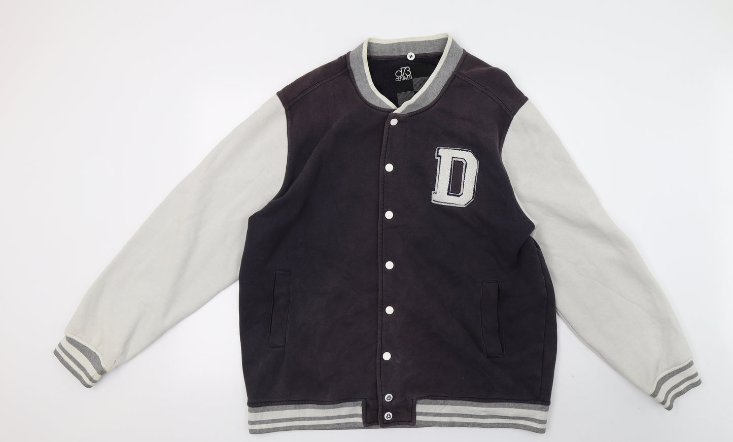 Denim 73 Mens Grey  Jersey Varsity Jacket Jacket Size 2XL