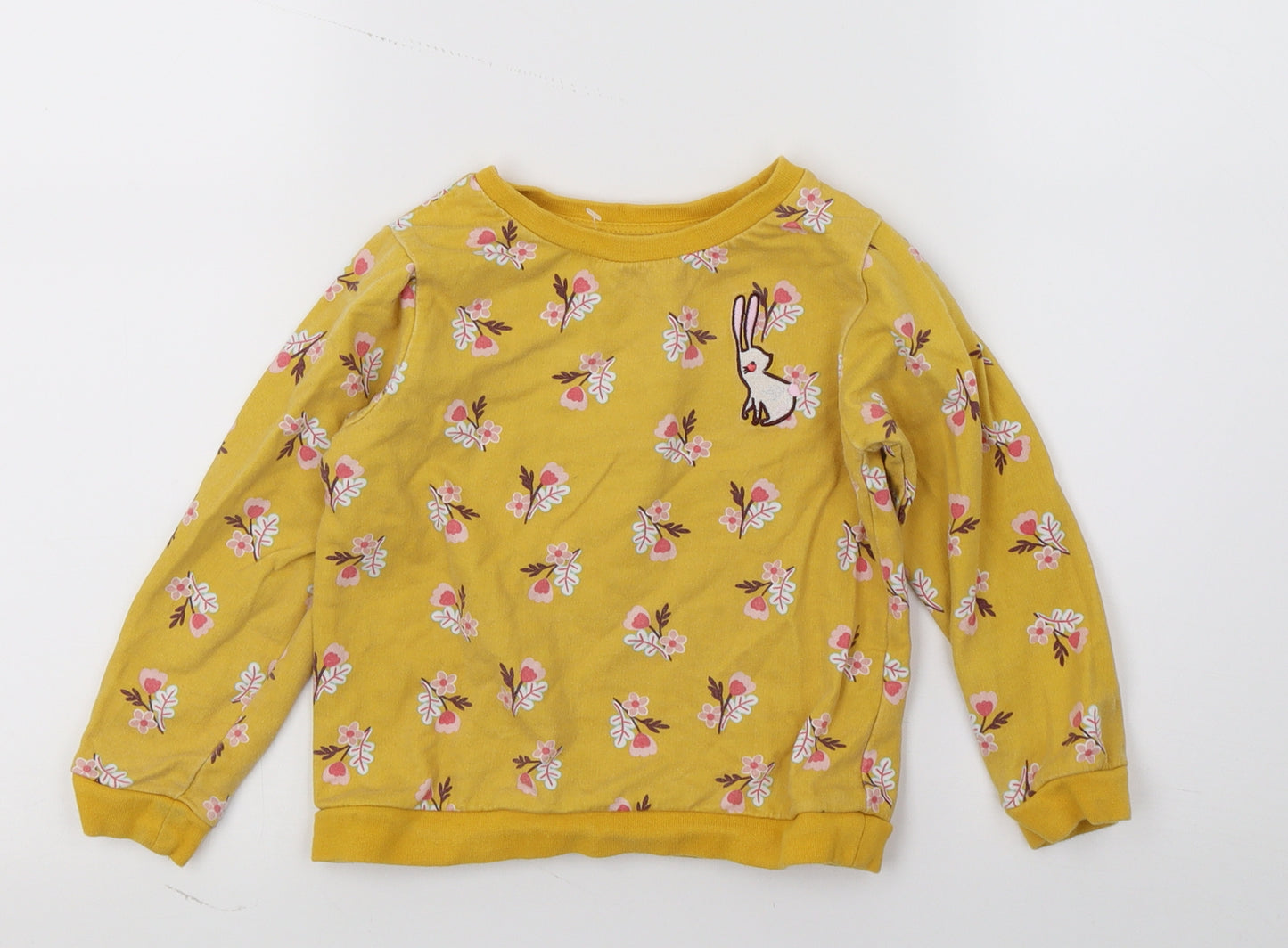Nuytmeg Girls Yellow Floral Jersey Pullover Sweatshirt Size 3-4 Years