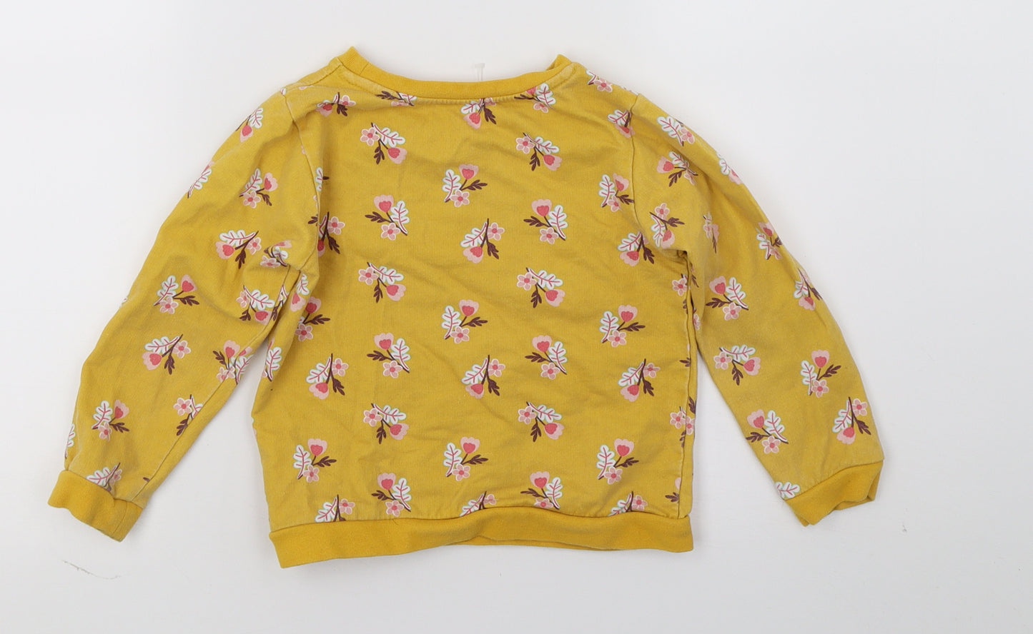 Nuytmeg Girls Yellow Floral Jersey Pullover Sweatshirt Size 3-4 Years