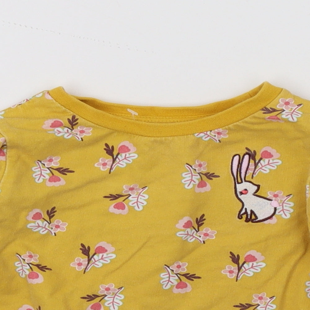 Nuytmeg Girls Yellow Floral Jersey Pullover Sweatshirt Size 3-4 Years