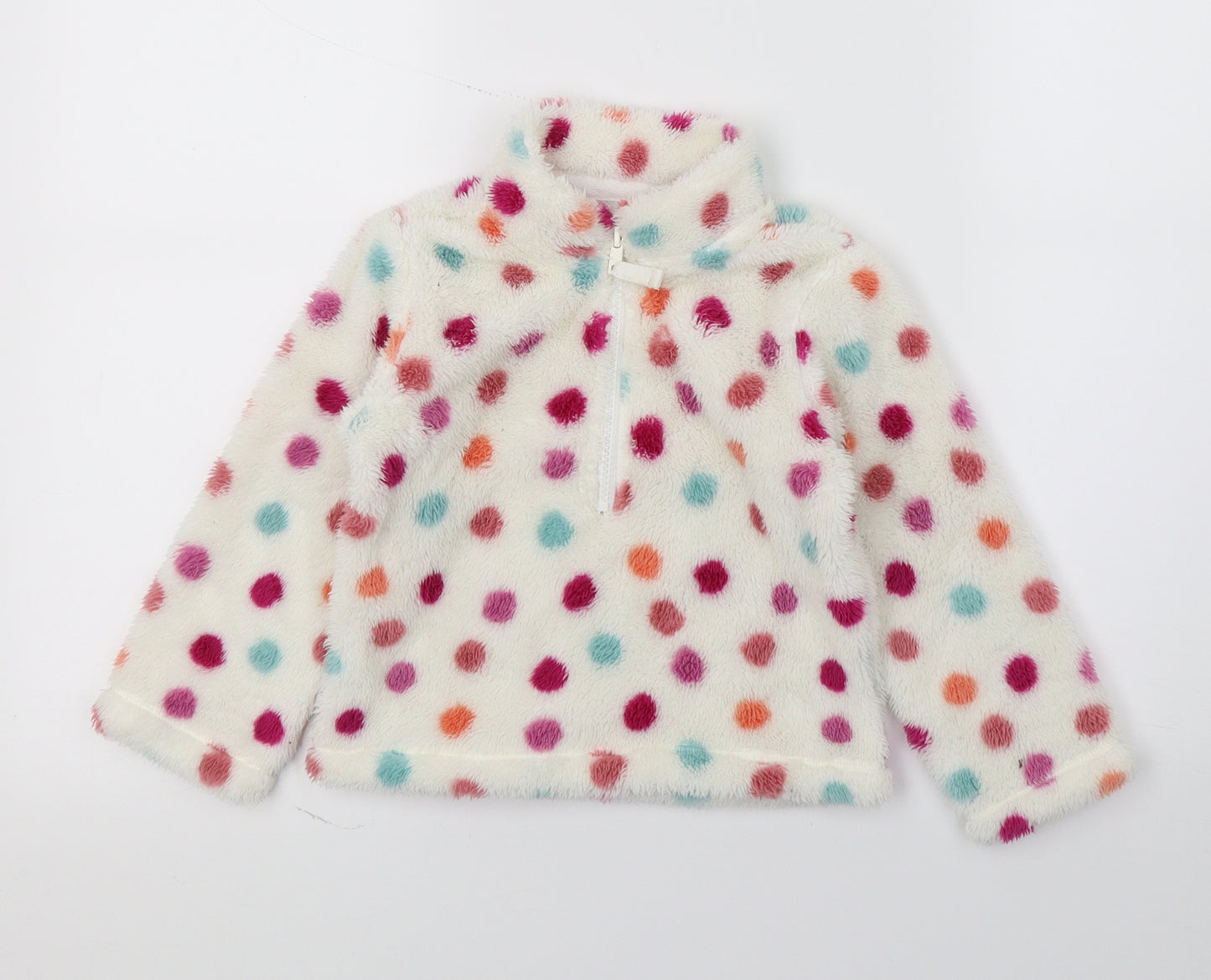 M&Co Girls Ivory Polka Dot Microfibre Pullover Sweatshirt Size 2-3 Years