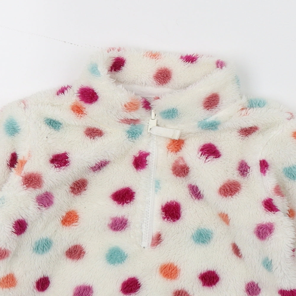 M&Co Girls Ivory Polka Dot Microfibre Pullover Sweatshirt Size 2-3 Years