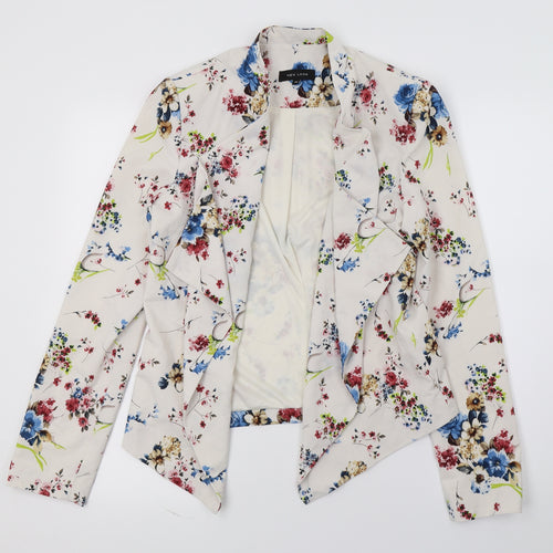 New Look Womens Ivory Floral  Jacket Blazer Size 10