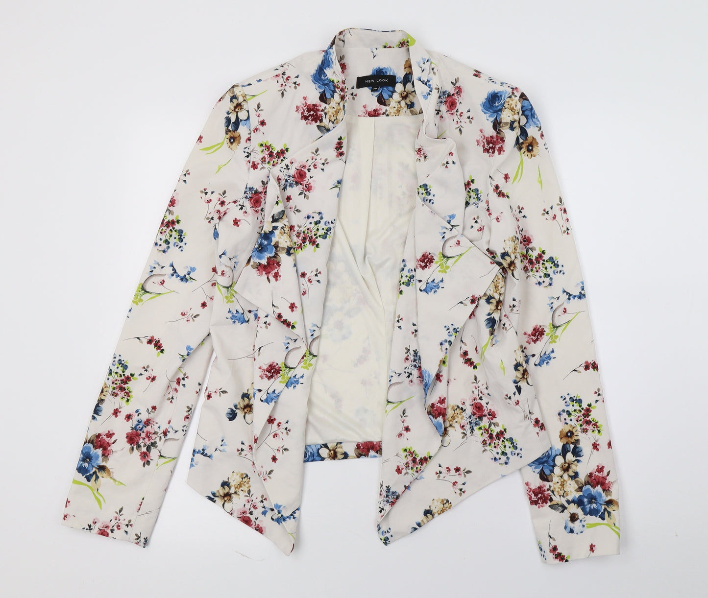 New Look Womens Ivory Floral  Jacket Blazer Size 10