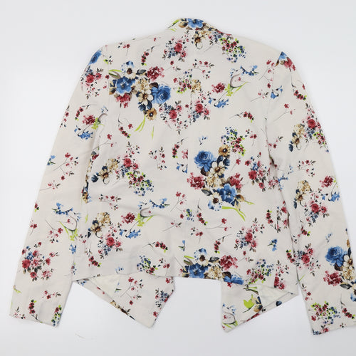 New Look Womens Ivory Floral  Jacket Blazer Size 10