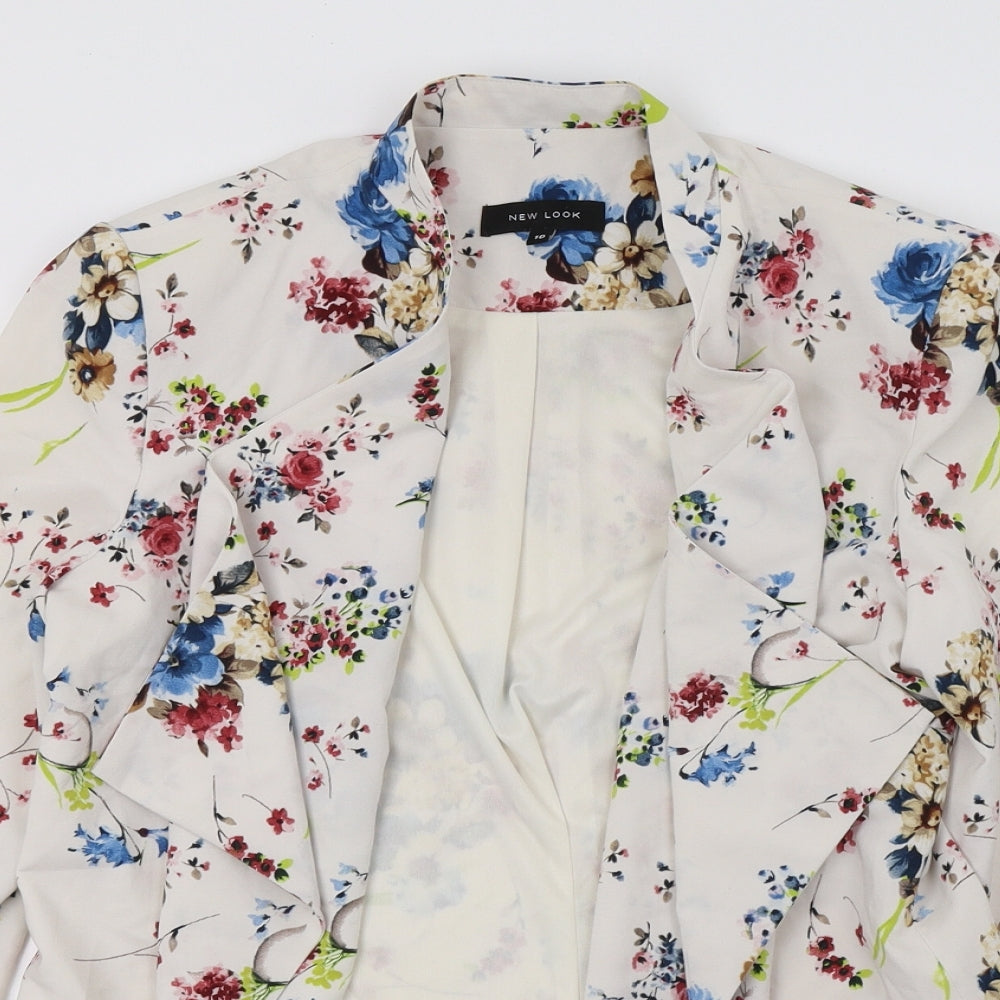 New Look Womens Ivory Floral  Jacket Blazer Size 10