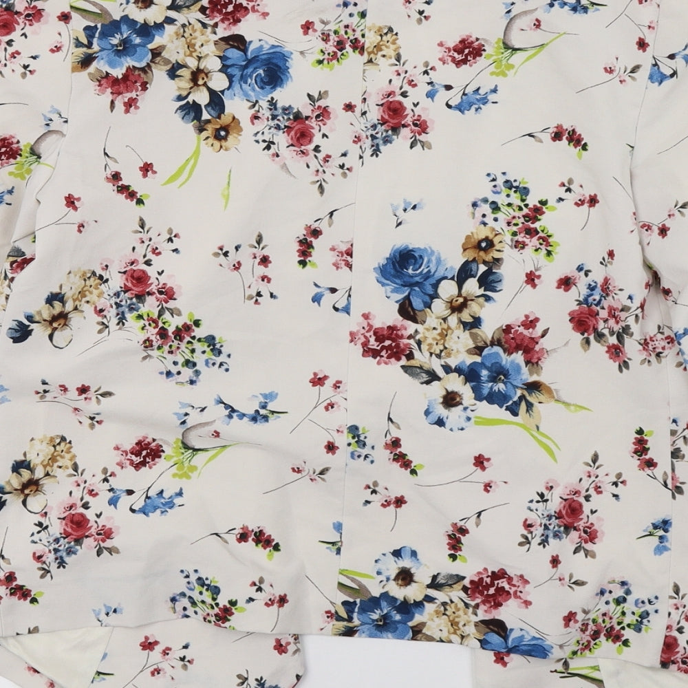 New Look Womens Ivory Floral  Jacket Blazer Size 10
