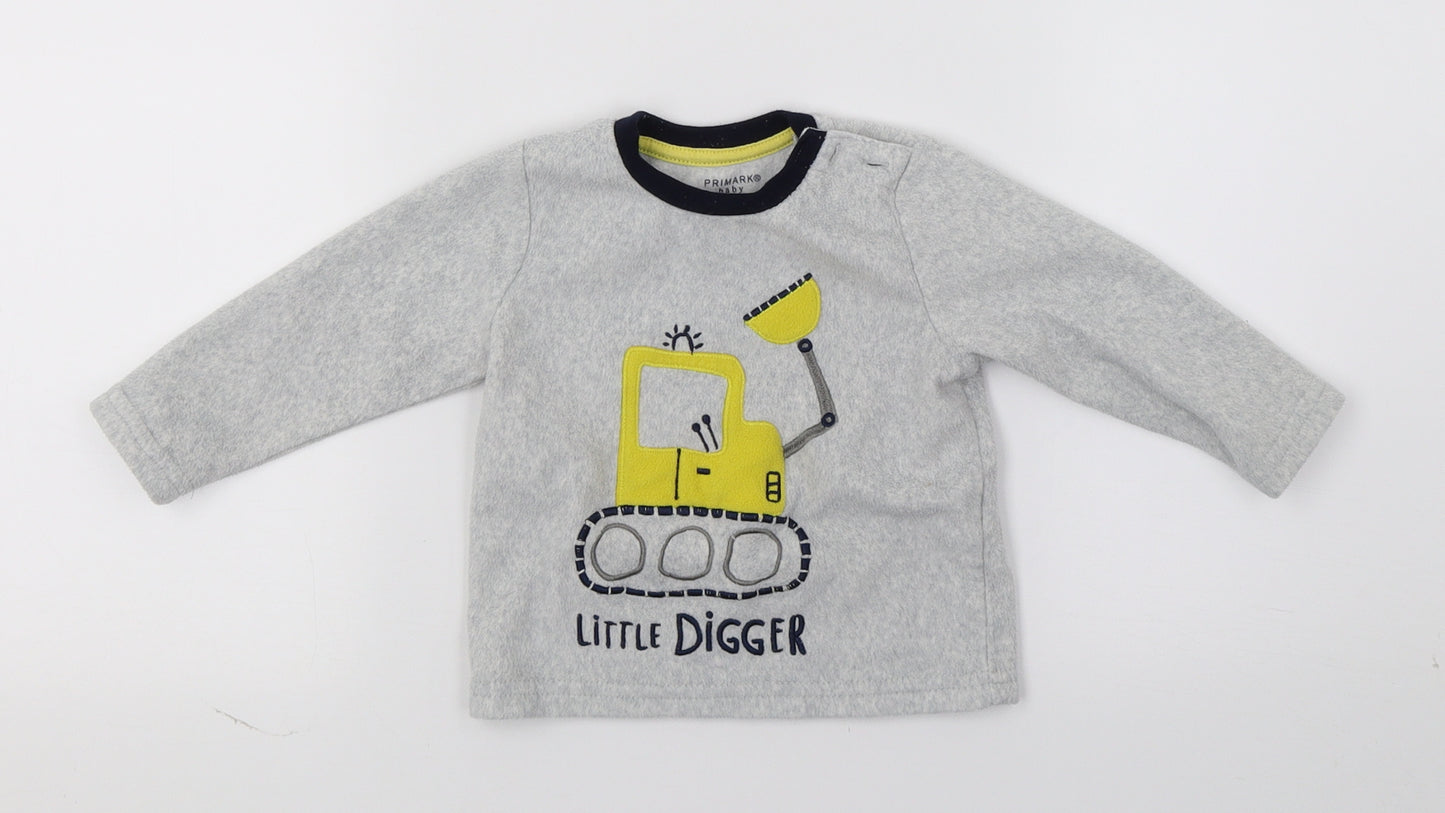 Primark Boys Grey Geometric Fleece Cami Pyjama Top Size 6-9 Months  - Little Digger