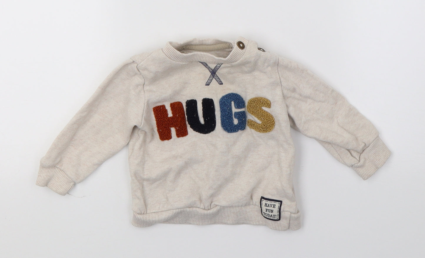 F&F Baby Beige  Jersey Pullover Jumper Size 3-6 Months  - Hugs