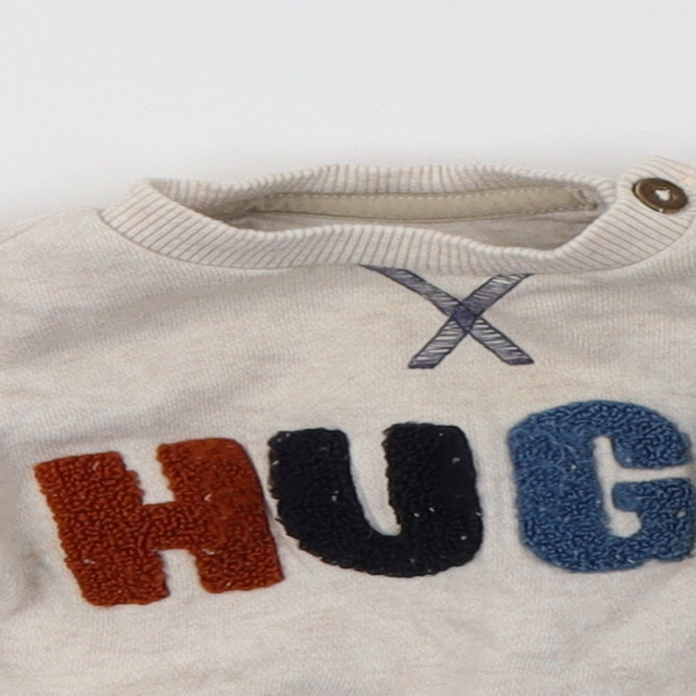 F&F Baby Beige  Jersey Pullover Jumper Size 3-6 Months  - Hugs