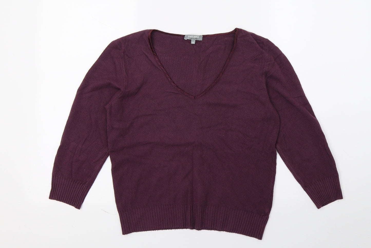 Per Una Womens Purple  Knit Pullover Jumper Size 14