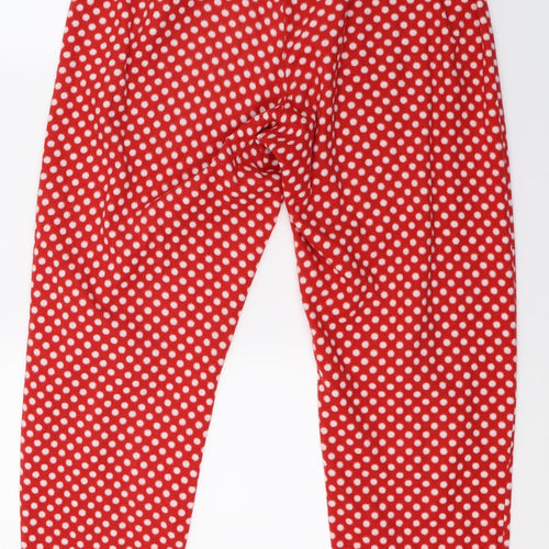 Disney Womens Red Polka Dot Fleece Capri Pyjama Pants Size M