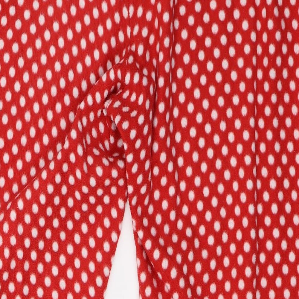 Disney Womens Red Polka Dot Fleece Capri Pyjama Pants Size M