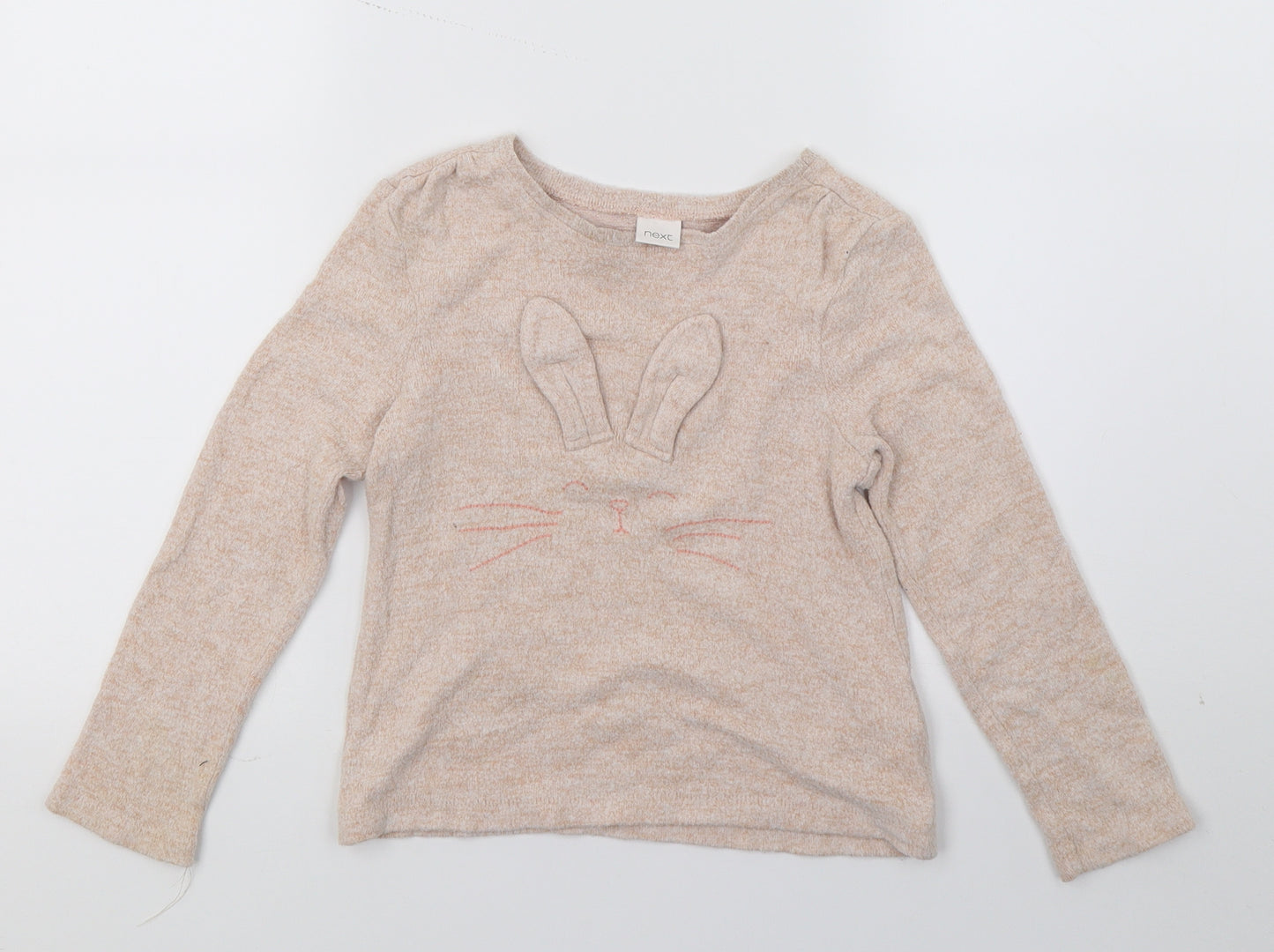 NEXT Girls Pink  Knit Pullover Jumper Size 4-5 Years  - Rabbit