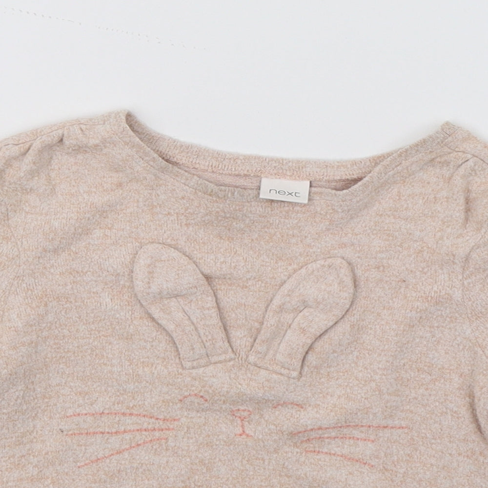 NEXT Girls Pink  Knit Pullover Jumper Size 4-5 Years  - Rabbit