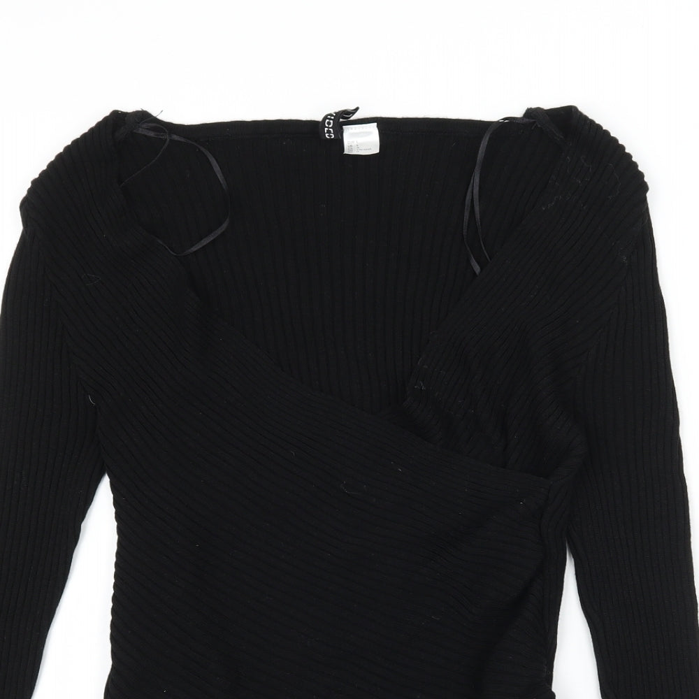 H&M Girls Black  Knit Basic T-Shirt Size L