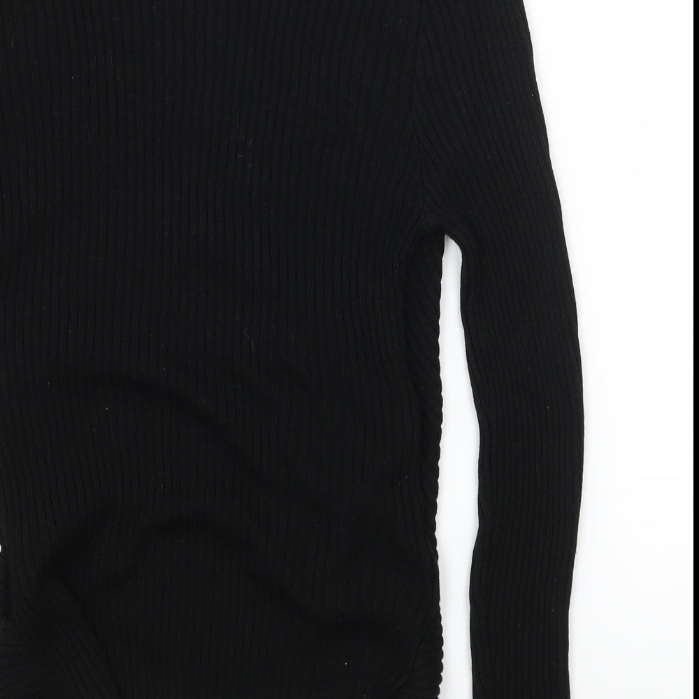 H&M Girls Black  Knit Basic T-Shirt Size L