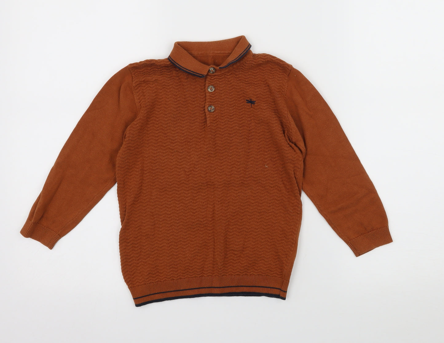 Preworn Boys Brown  Knit Pullover Polo Size 4-5 Years