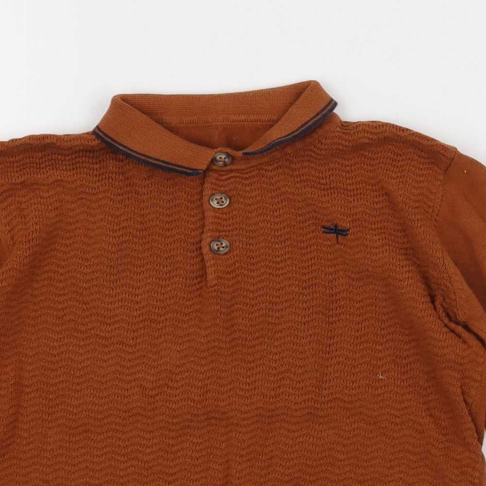 Preworn Boys Brown  Knit Pullover Polo Size 4-5 Years