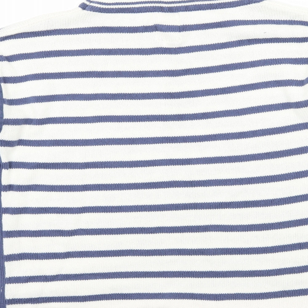 42 Knots Womens White Striped Lace Pullover Jumper Size 14