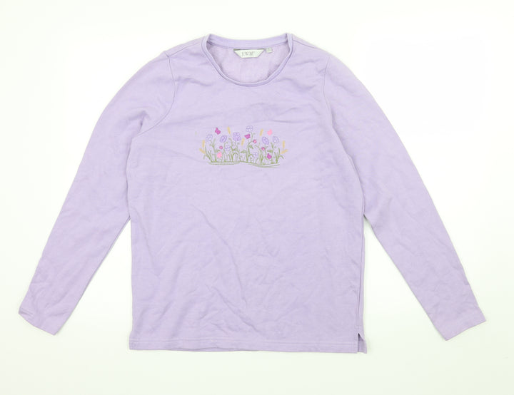 EWM Womens Purple Knit Pullover Jumper Size S - flowers