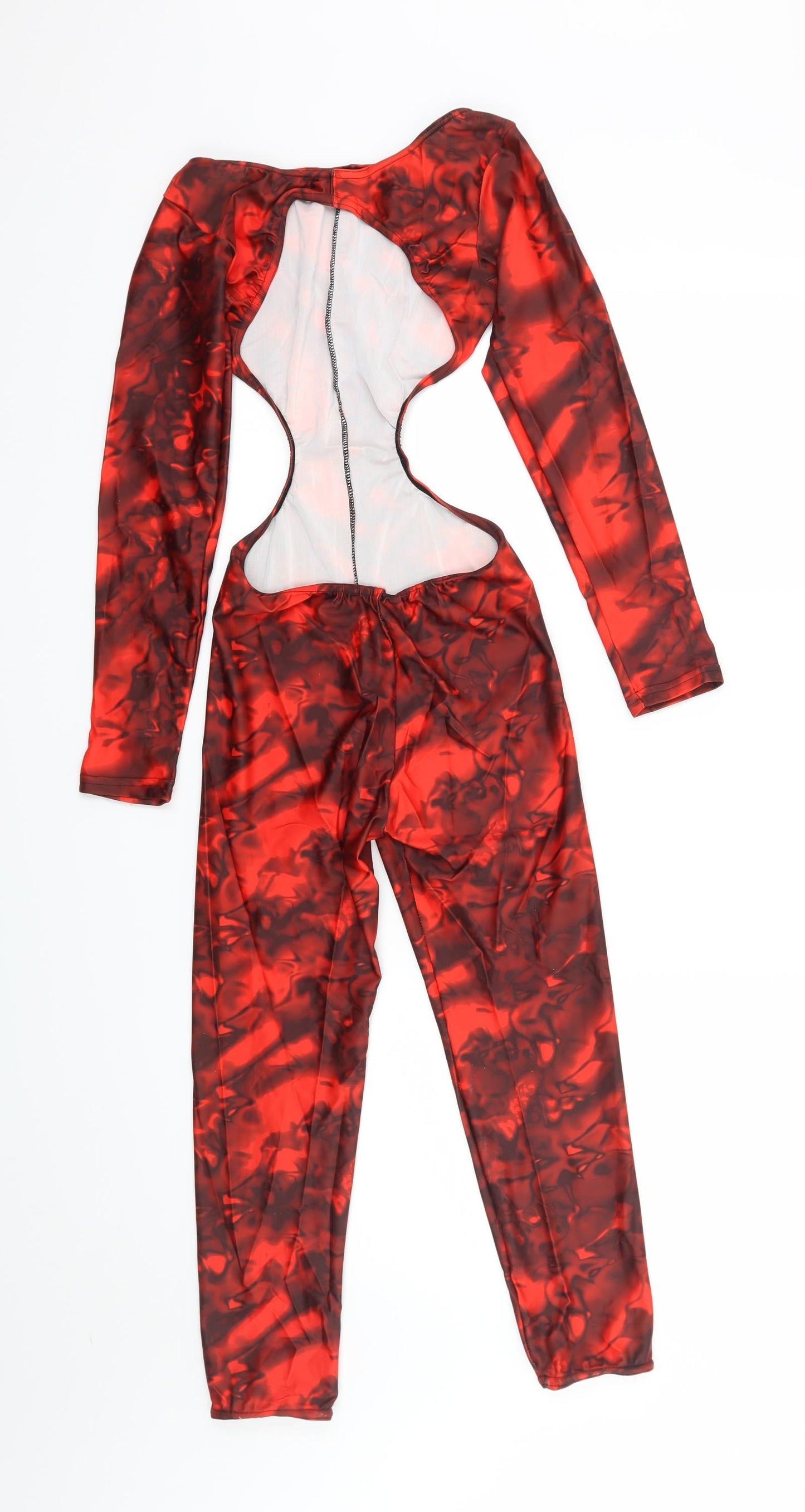 Image Womens Red Camouflage  Jumpsuit One-Piece Size 4 L19 in