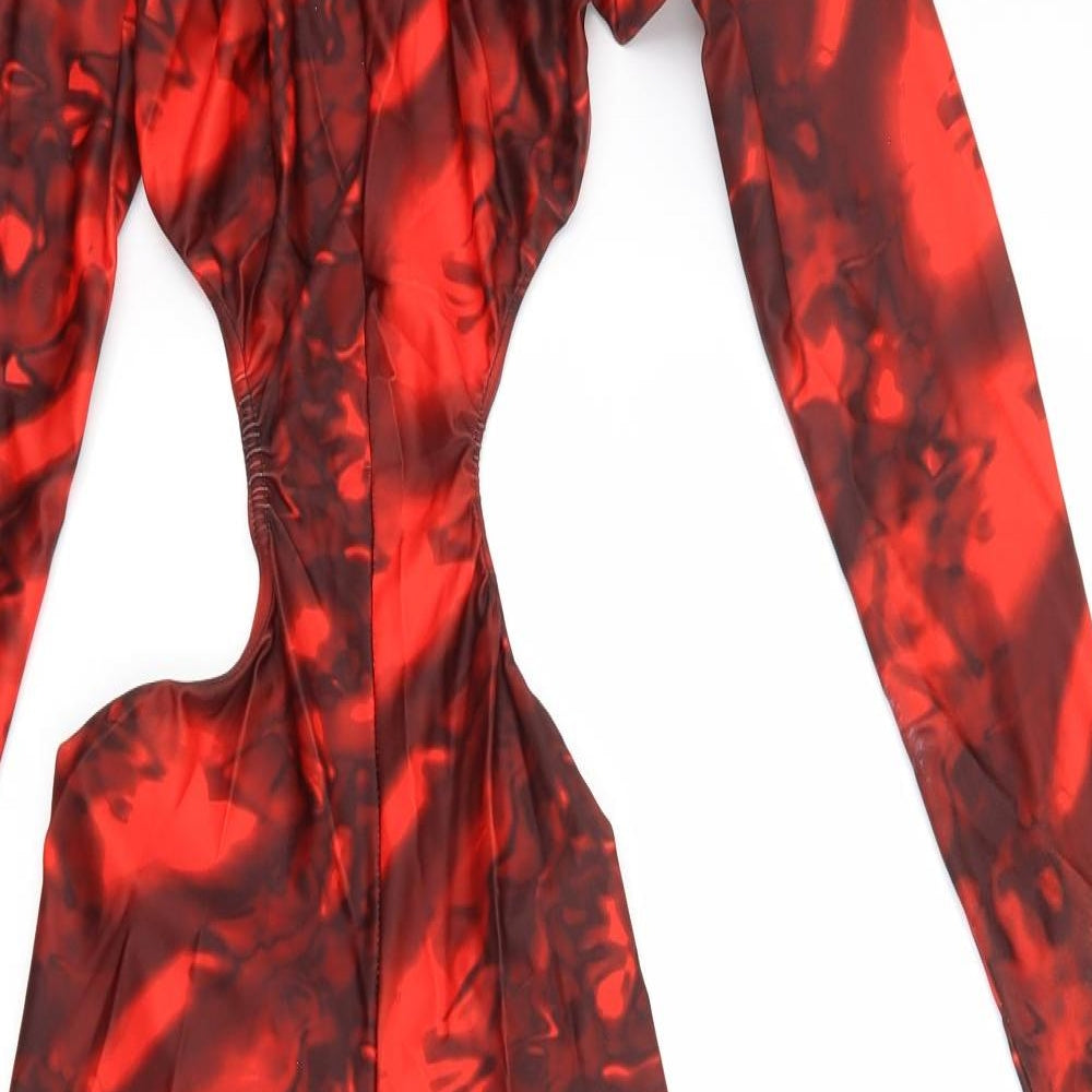 Image Womens Red Camouflage  Jumpsuit One-Piece Size 4 L19 in