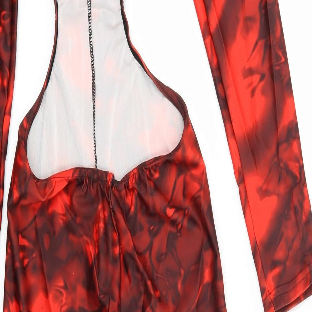 Image Womens Red Camouflage  Jumpsuit One-Piece Size 4 L19 in