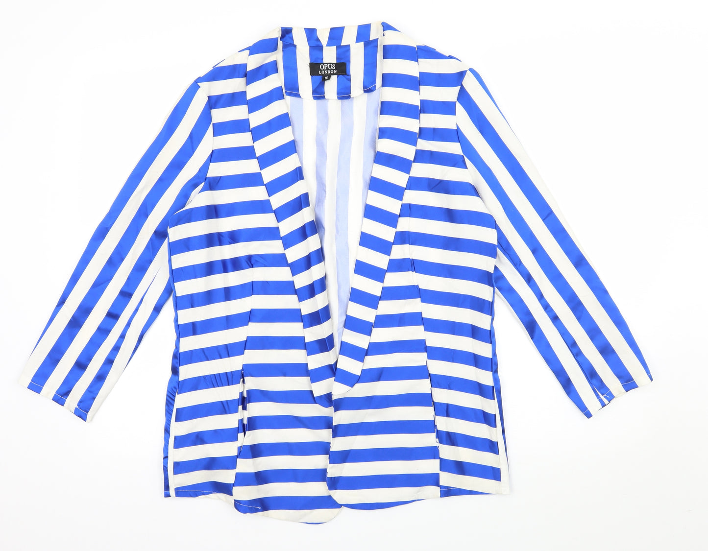 OPUS Womens Blue Striped  Jacket Blazer Size 10
