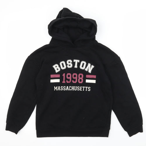 Primark Girls Black  Jersey Pullover Hoodie Size 9-10 Years  - Boston