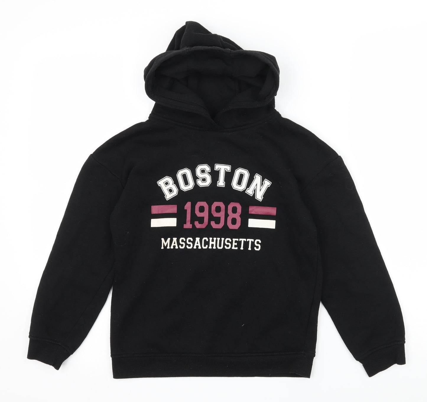 Primark Girls Black  Jersey Pullover Hoodie Size 9-10 Years  - Boston