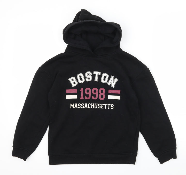 Primark Girls Black  Jersey Pullover Hoodie Size 9-10 Years  - Boston