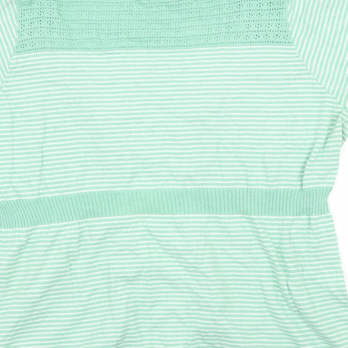 Per Una Womens Green Striped Knit Basic Blouse Size 16