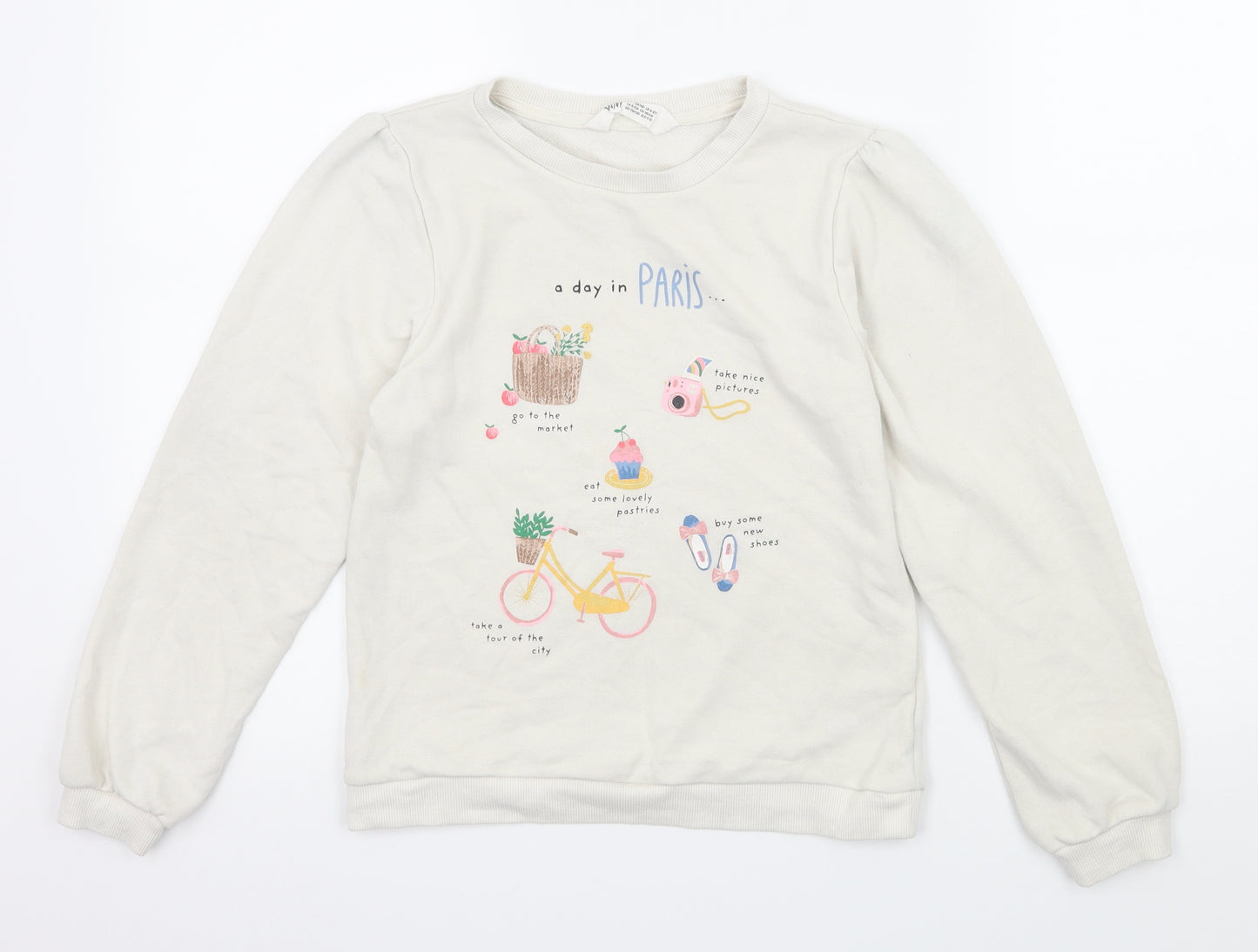 H&M Girls Ivory  Jersey Pullover Jumper Size 9-10 Years