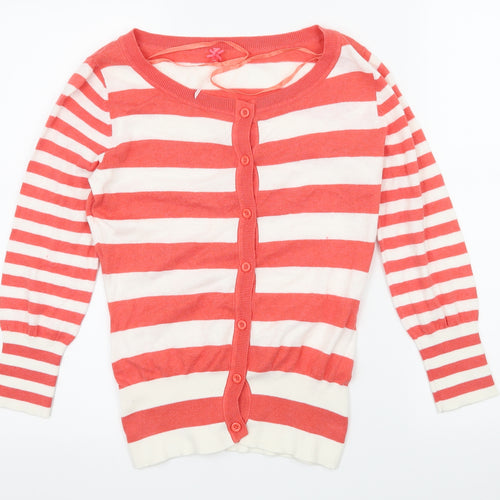NEXT Womens Red Striped Knit Cardigan Jumper Size 10