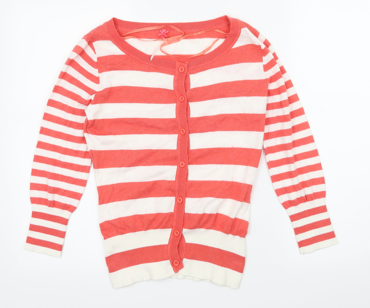 NEXT Womens Red Striped Knit Cardigan Jumper Size 10