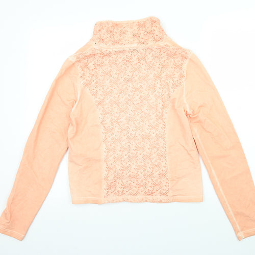 Yest Womens Orange  Jersey Full Zip Sweatshirt Size 10  - lace detail on back