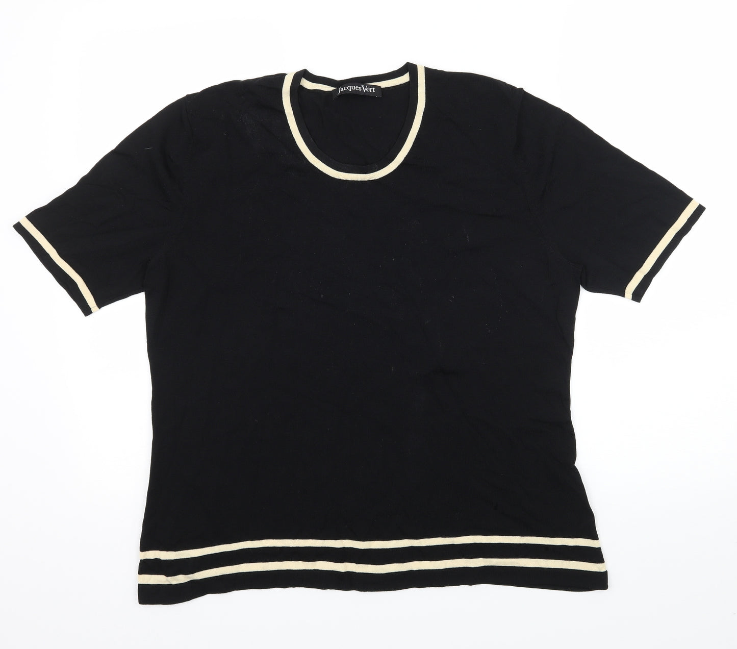 Jacques Vert Womens Black Striped  Basic T-Shirt Size L