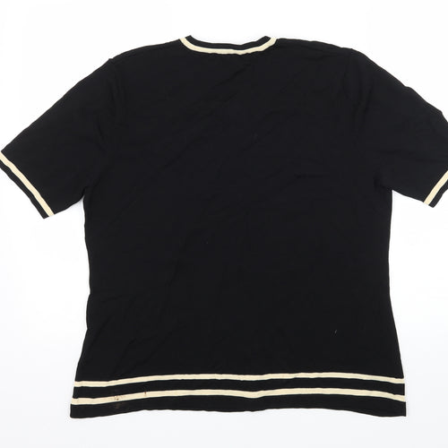 Jacques Vert Womens Black Striped  Basic T-Shirt Size L